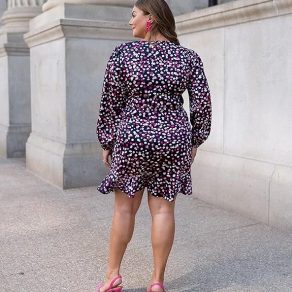 Dress The Drop Caralyn Mirand Long Sleeve Navy & Pink Polka Dot Tie  - Size XXL - Picture 3 of 10